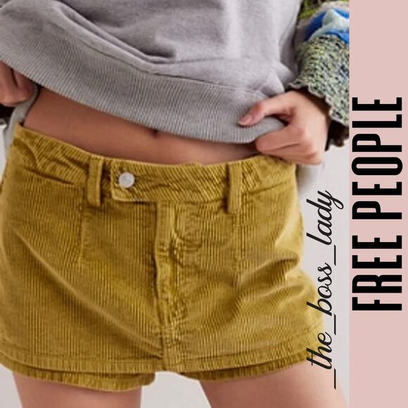Free People micro skort corduroy cotton micro shorts festival boho skirt